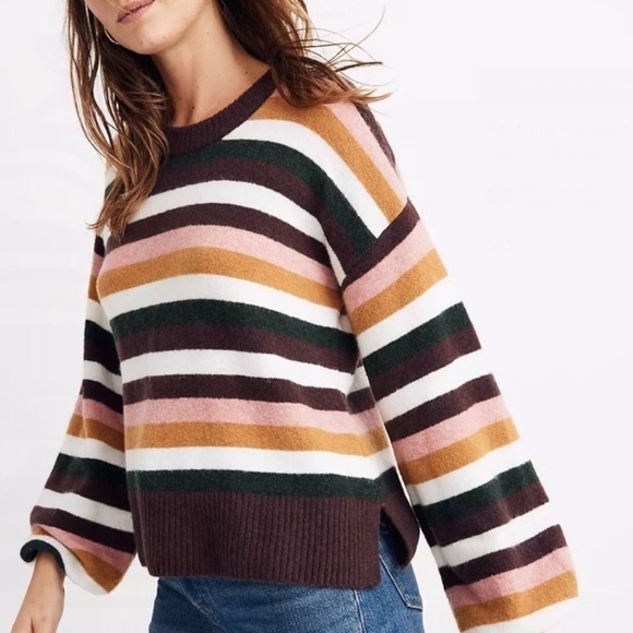 Madewell Sweaters - Madewell Payton Pullover Sweater in Coziest Yarn Multi Striped Sz XS